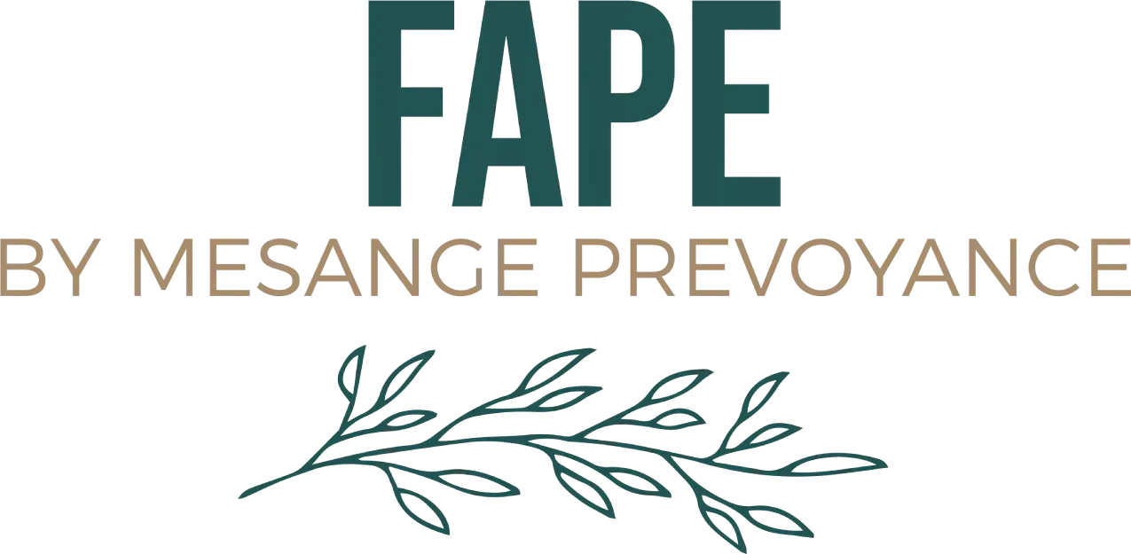 Logo officiel FAPE by Mésange Prévoyance avec un motif de rameau feuillu.